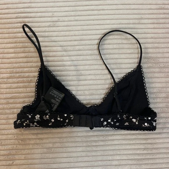 H&M Black Floral Bralette with Loop detailed Spaghetti Strap - Picture 5 of 6